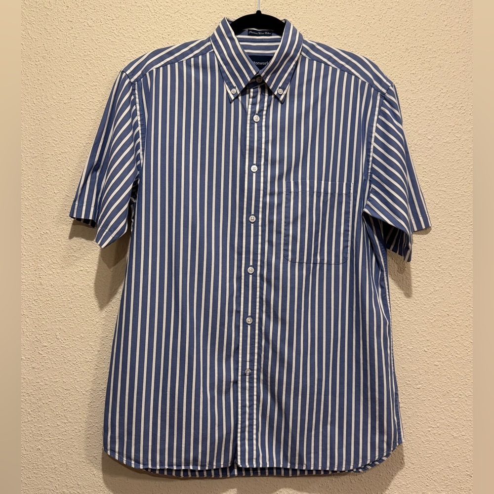 Cottonworld Striped Short Sleeve Button Down Shirt Men’s Medium